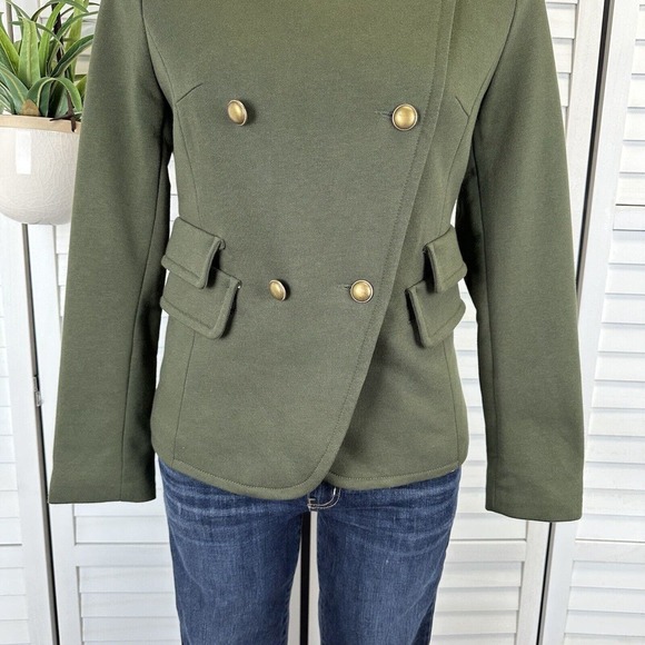 New Montana Clothing Company Double Breasted Green Military Knit Jacket Size S - Picture 3 of 8